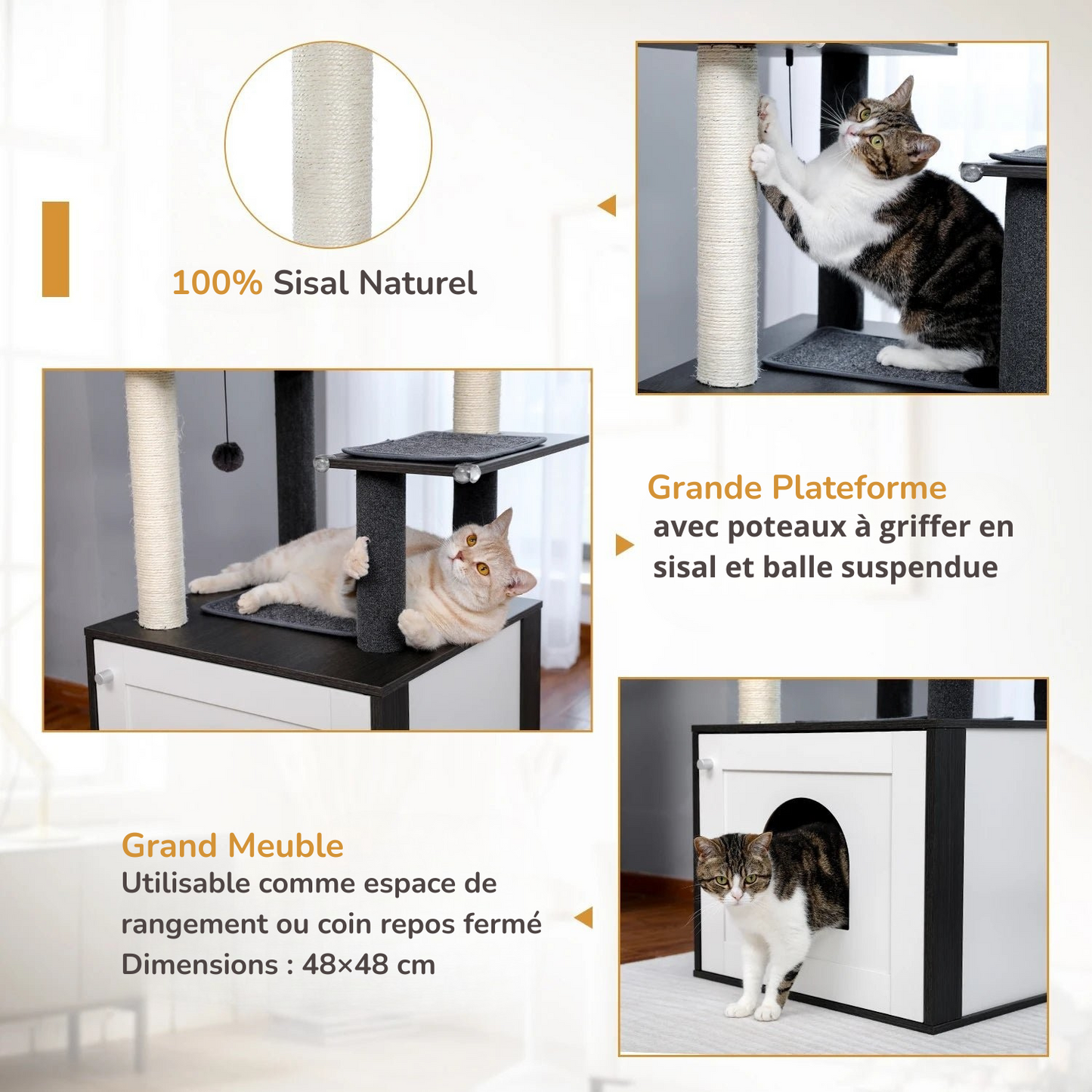 Grand Arbre à Chat en bois MonAmiFidèle
