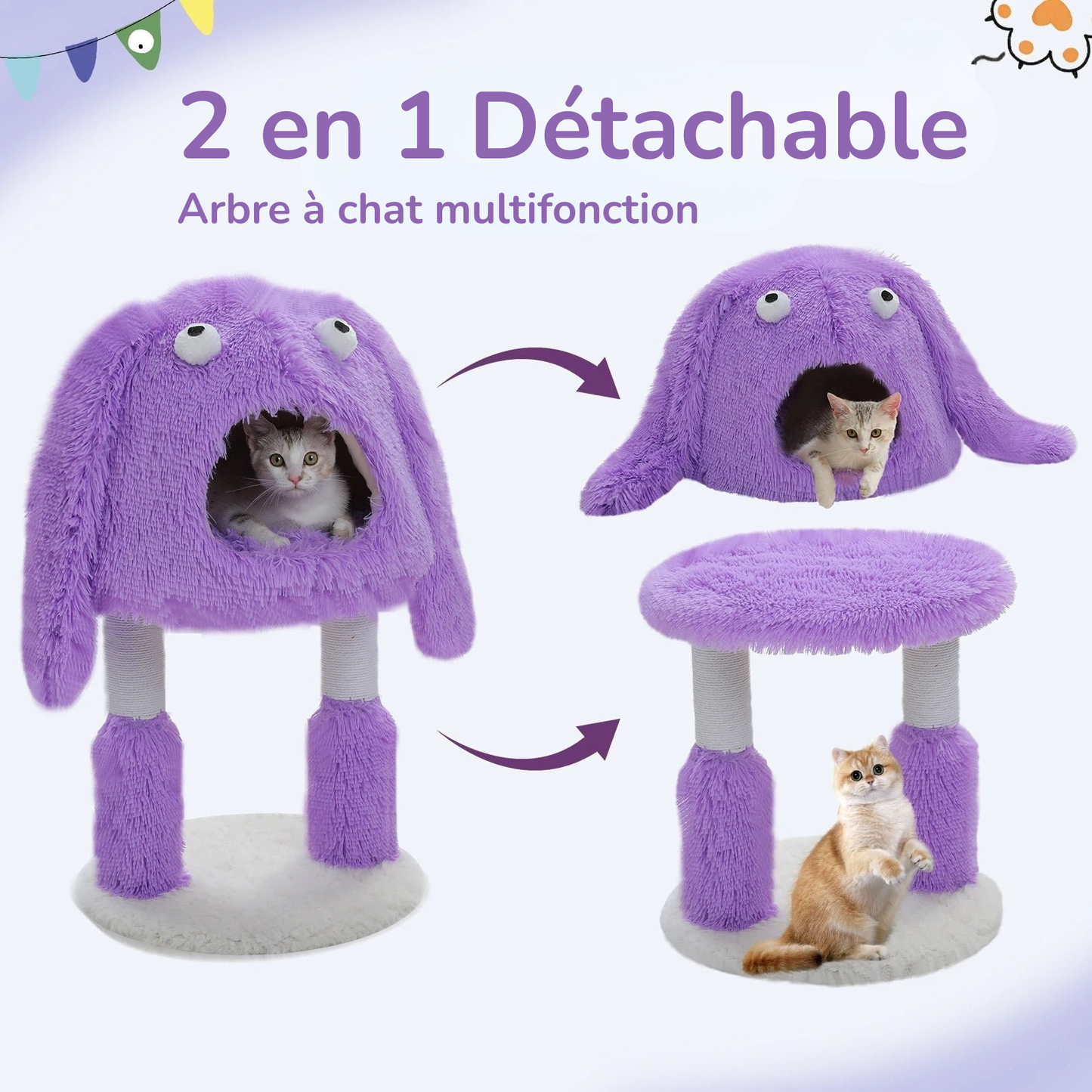 Arbre à Chat Mignon 2 en 1 MonAmiFidèle