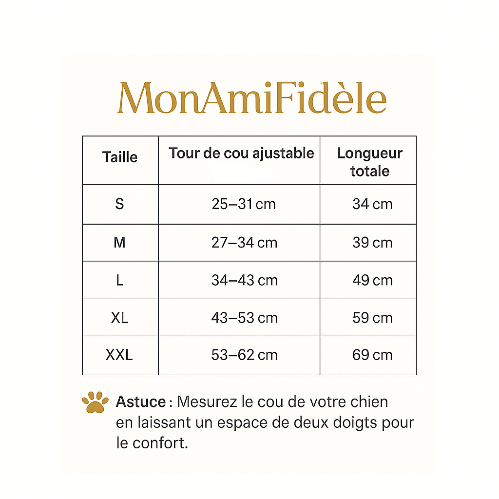Collier cuir grand Chien MonAmiFidèle