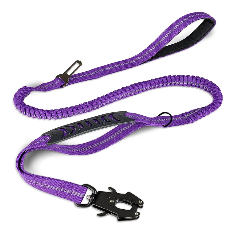 Reflective Shock Absorbing Pet Leashes with Car Seatbelt for Large Dogs Heavy Duty Tactical Bungee Dog Leash No Pull Dog Leash MonAmiFidèle