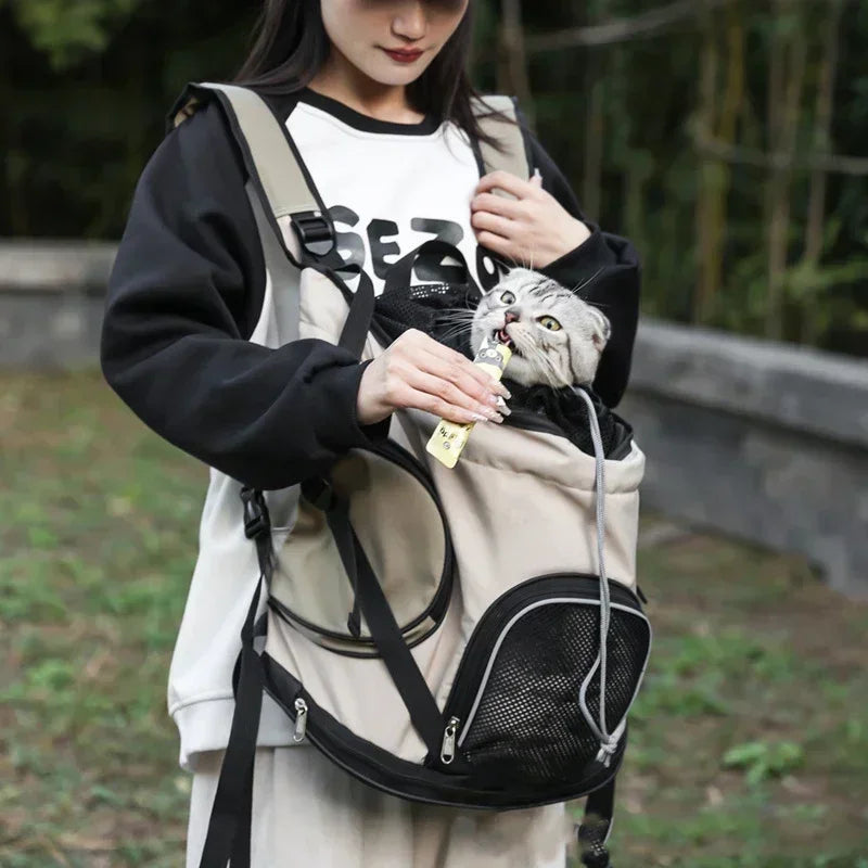 Solid Color Large Capacity Lightweight Cat Bag Go Out Portable Pet Bag Carrier Breathable Oxford Cloth Portable Pet Backpack MonAmiFidèle