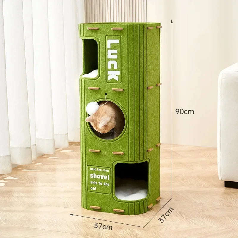 Multi-layer Cat House for Indoor Cats Pet Climbing Frame Integrated Cat Tree Double-layer Scratching Board Enclosed Cat House MonAmiFidèle