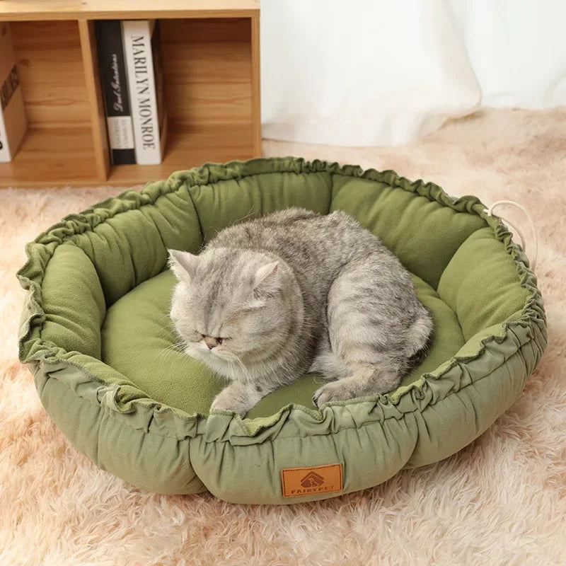 Round Dog Cat Bed Basket Warm Plush Cats Cushion Pet Bag Mat Winter House Soft Nest Puppy Sleeping Sofa for Small Medium Dog Cat MonAmiFidèle