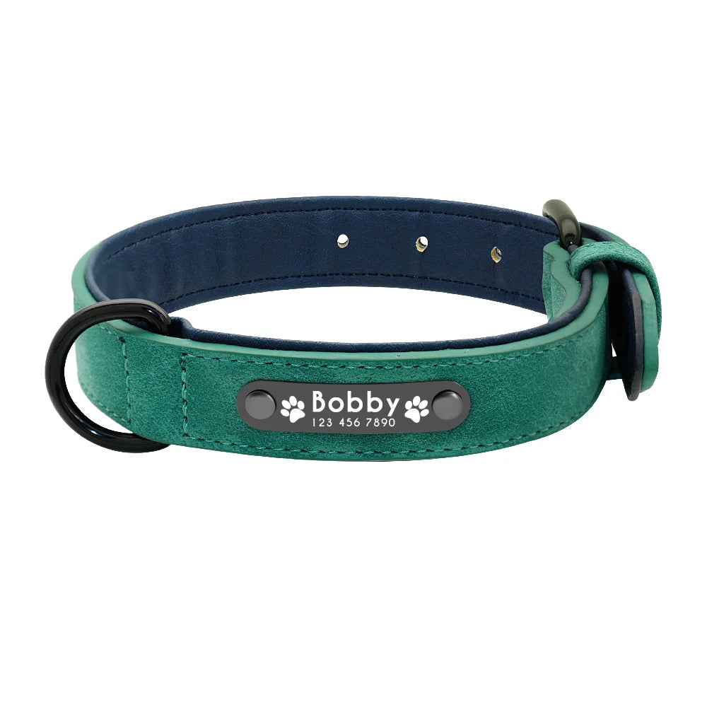Dog Collars Personalized Custom Leather Dog Collar Name ID Tags For Small Medium Large Dogs Pitbull Bulldog Beagle Correa Perro MonAmiFidèle