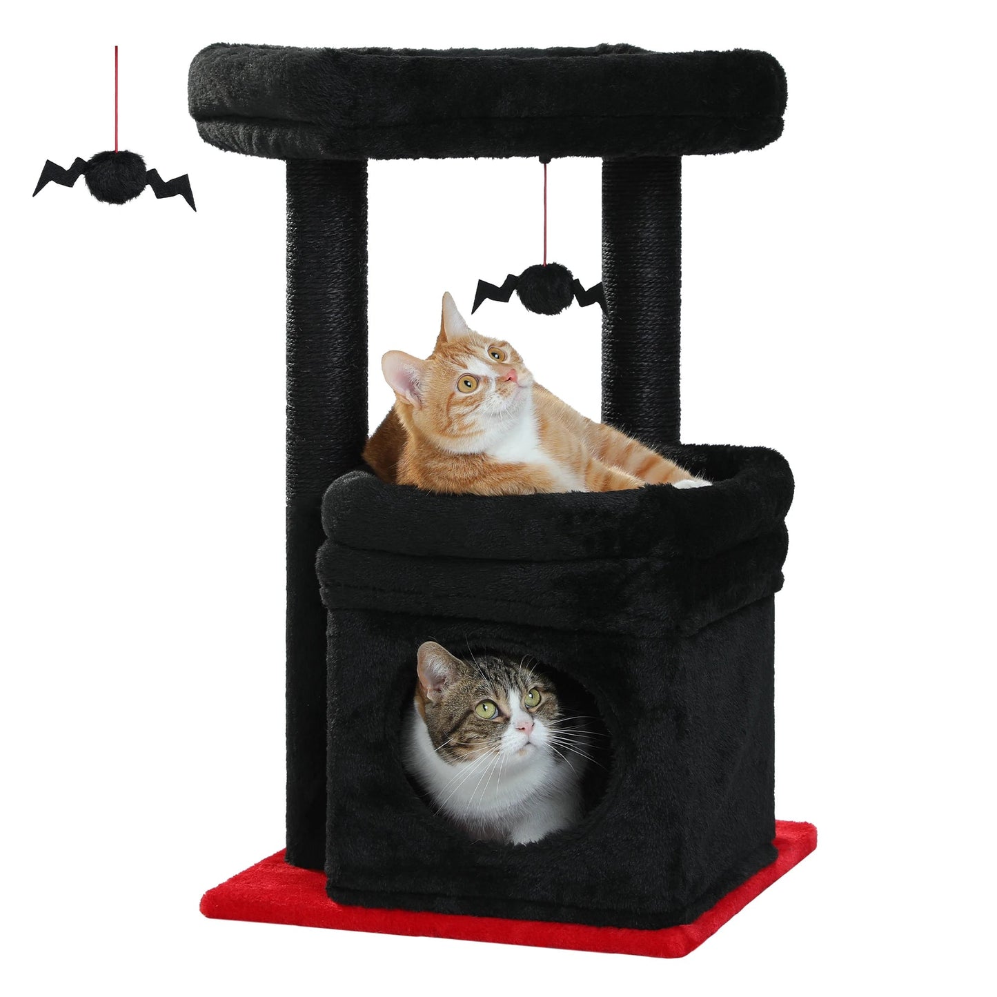 Cat Tree Cat Tower with Cozy Condo, Wide Top Perch,Natural Sisal Posts, Soft Plush,Playful Pom-Pom Suitable for 1-2 Indoor Cats MonAmiFidèle