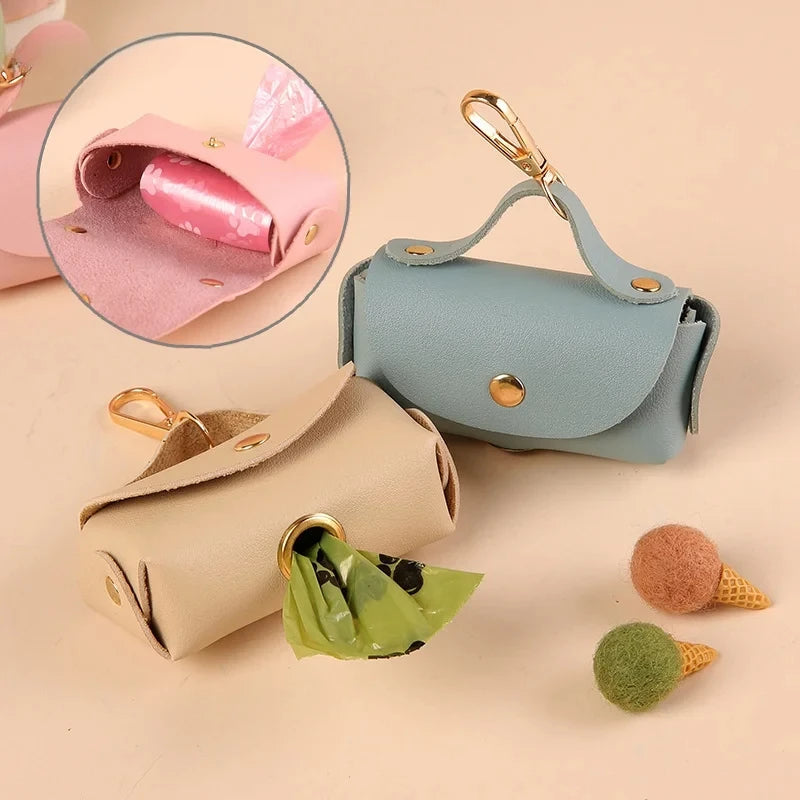 Sac a crotte cuir Rose poudré MonAmiFidèle