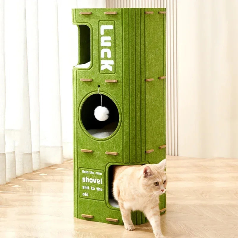 Multi-layer Cat House for Indoor Cats Pet Climbing Frame Integrated Cat Tree Double-layer Scratching Board Enclosed Cat House MonAmiFidèle