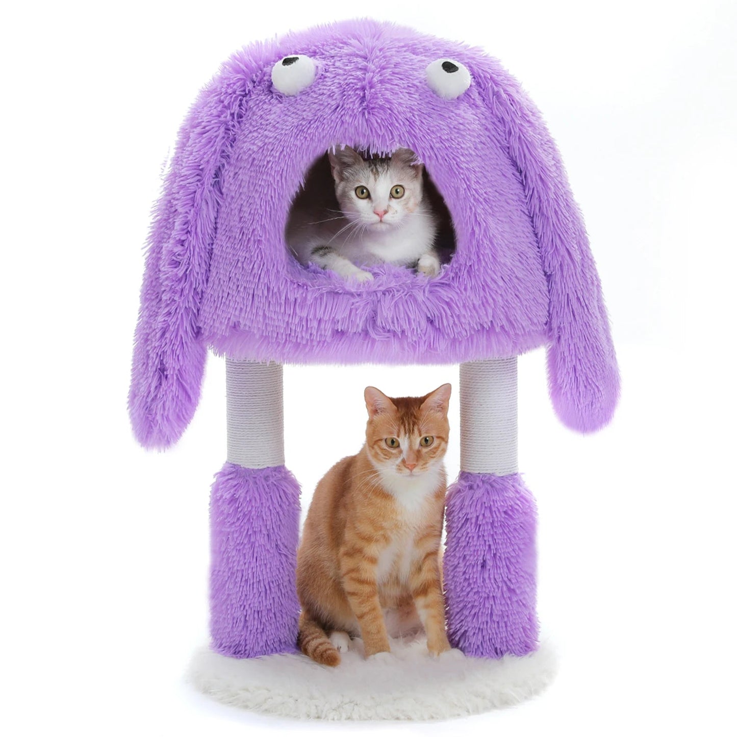 2 in 1 Cat Tree with Natural Sisal Scratching Posts, Cute Plush Small Cat Tower, Large Cat Condo for Indoor, Kitten Bed House MonAmiFidèle