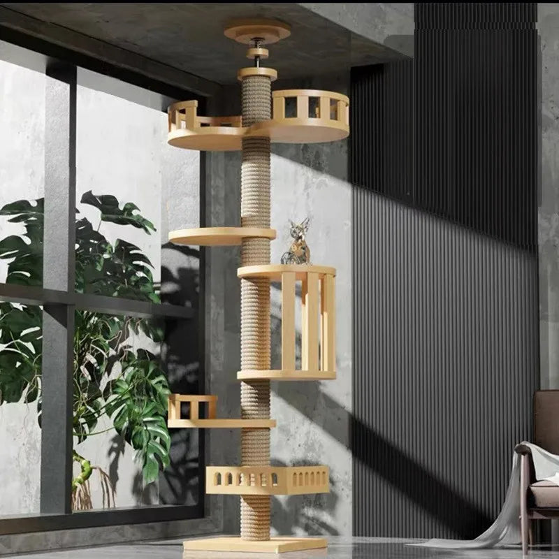 Adjustable Cat Tree House Cat Tower Floor to Ceiling Cats Multi-Level Condo With Scratching Post Hammock Pet Cat Pet Products MonAmiFidèle
