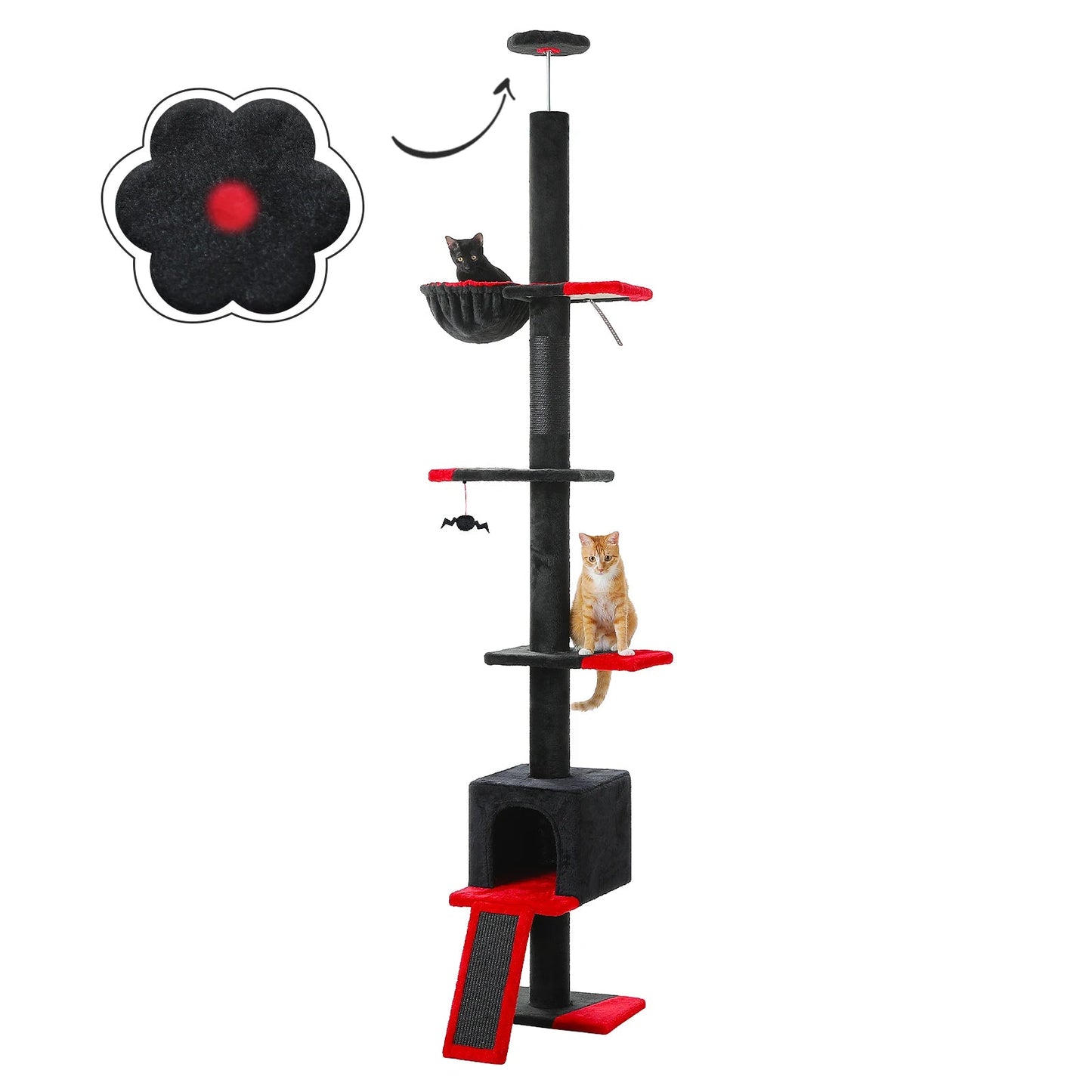 Modern Adjustable 210-274cm Cat Tree Tower Floor-to-Ceiling 5-Tier with Condo Perches Scratching Posts Ladders for Indoor Cats MonAmiFidèle