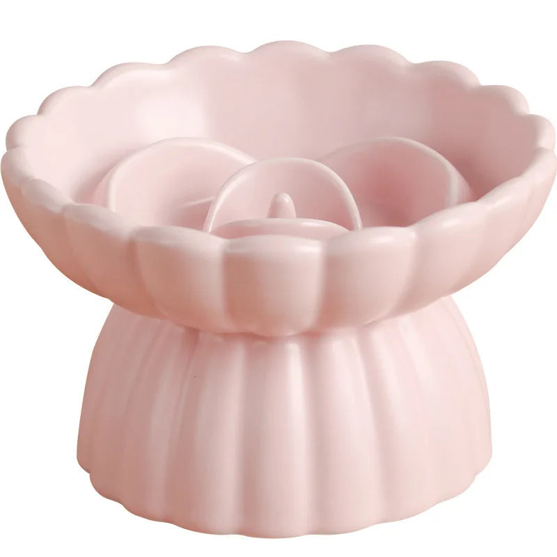 Ceramic Tall Footed Slow Eating To Prevent Choking Pet Bowls, Anti Overturning Oblique Mouth, Neck Protection, Dog Cat Bowl, 1Pc MonAmiFidèle