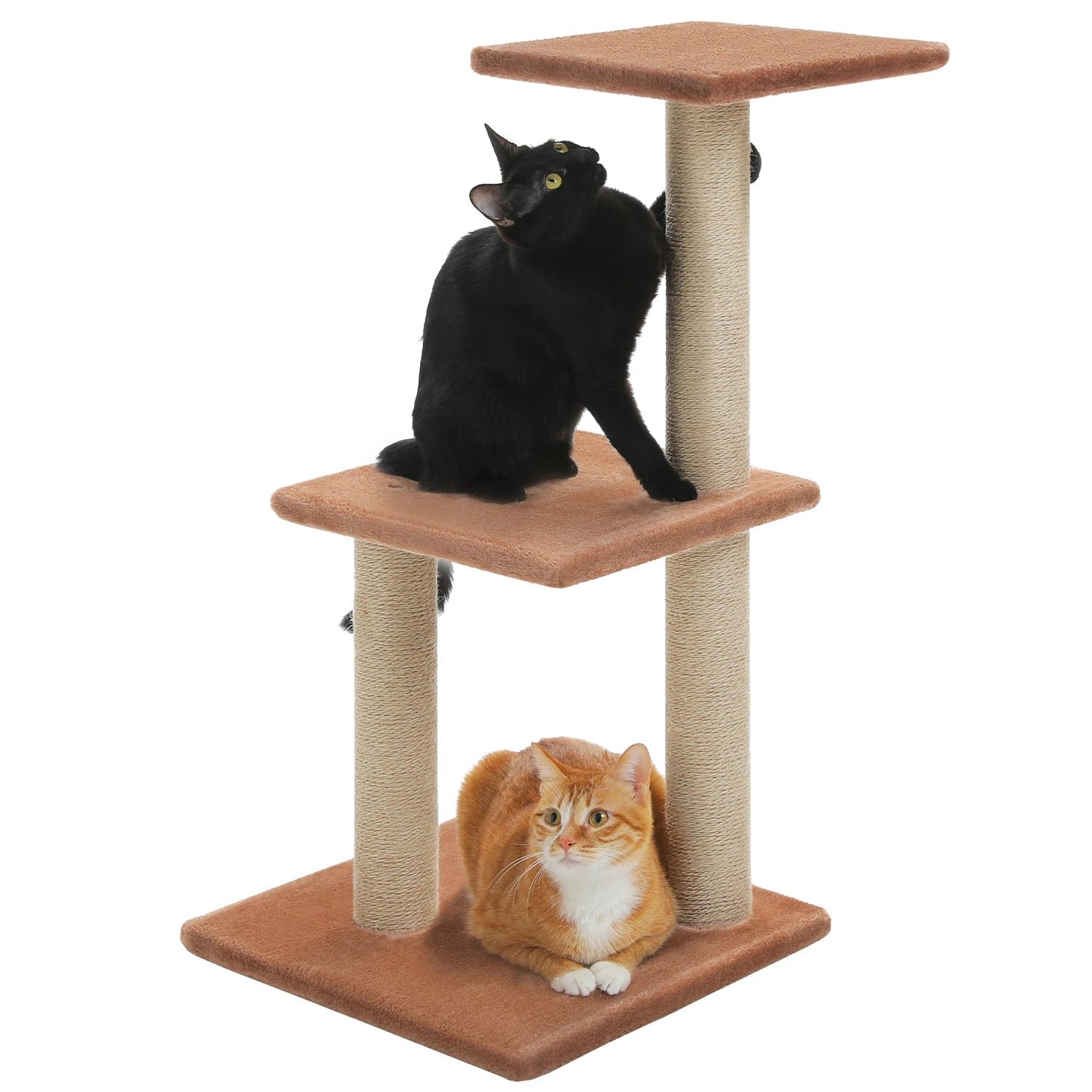 80cm Cat Tree Multi-Level Cat Tower with 3 Scratching Posts and Stable Cat Tree Base Suitable for 1-2 Indoor Cats,Grey,Brown MonAmiFidèle