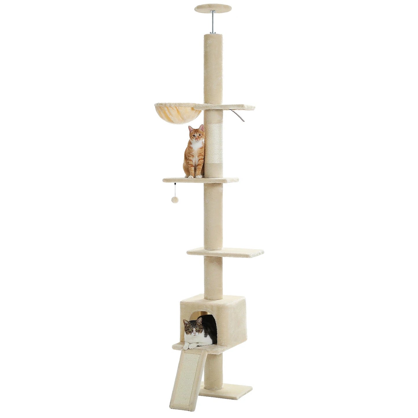 Modern Adjustable 210-274cm Cat Tree Tower Floor-to-Ceiling 5-Tier with Condo Perches Scratching Posts Ladders for Indoor Cats MonAmiFidèle