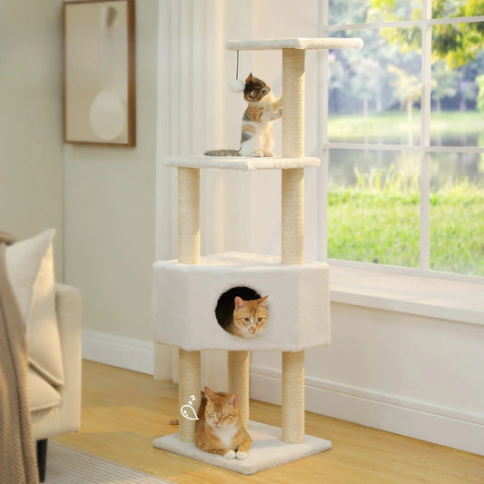 Arbre à Chat 3 Niveaux Beige MonAmiFidèle