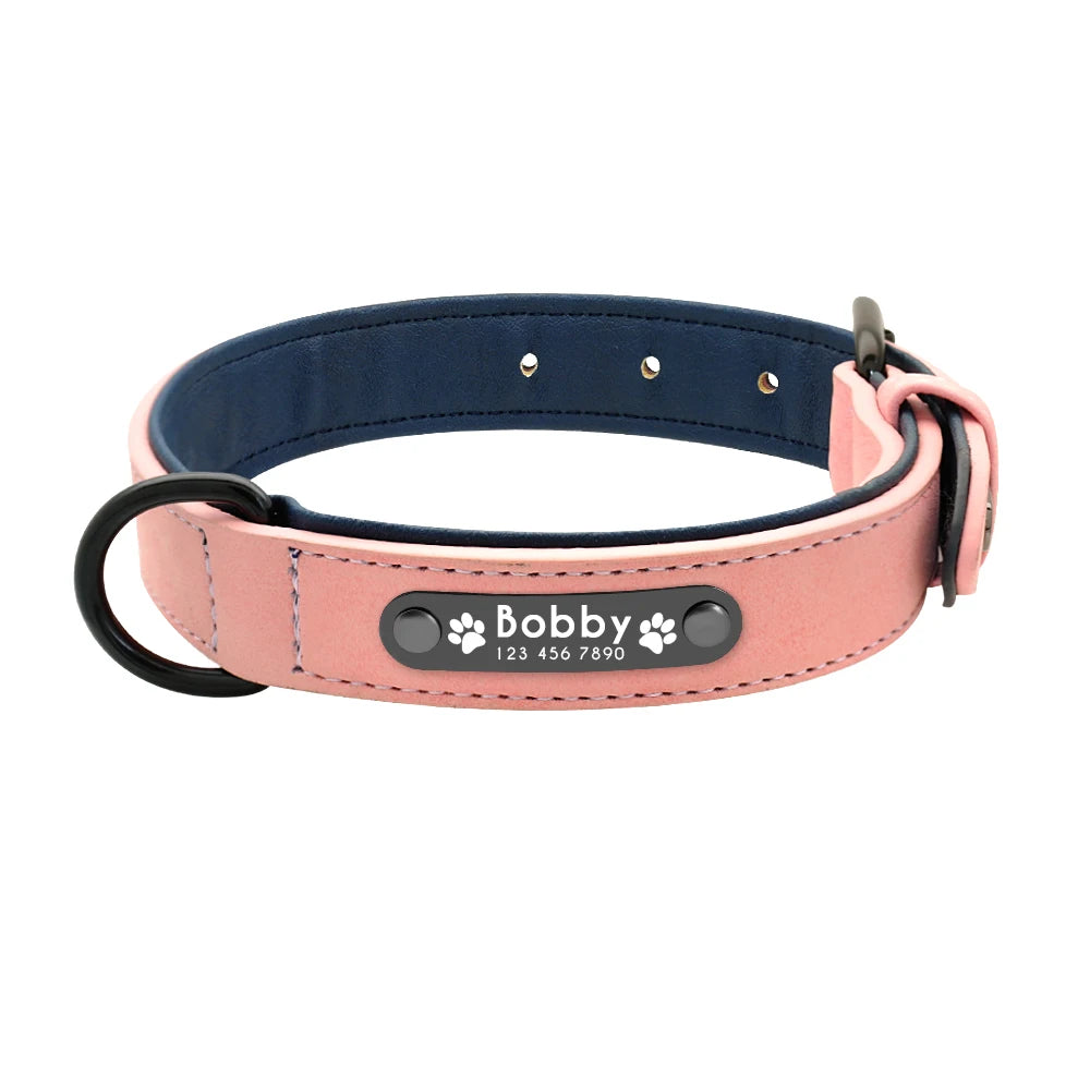 Dog Collars Personalized Custom Leather Dog Collar Name ID Tags For Small Medium Large Dogs Pitbull Bulldog Beagle Correa Perro MonAmiFidèle