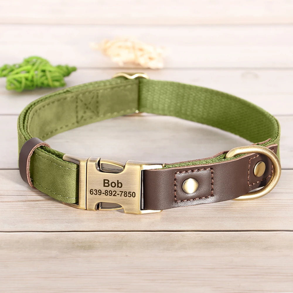 Personalized Dog Collar Leash PU Leather Dog Collars With Walking Lead Rope Free Custom Pet ID Necklace for Small Large Dogs Pug MonAmiFidèle