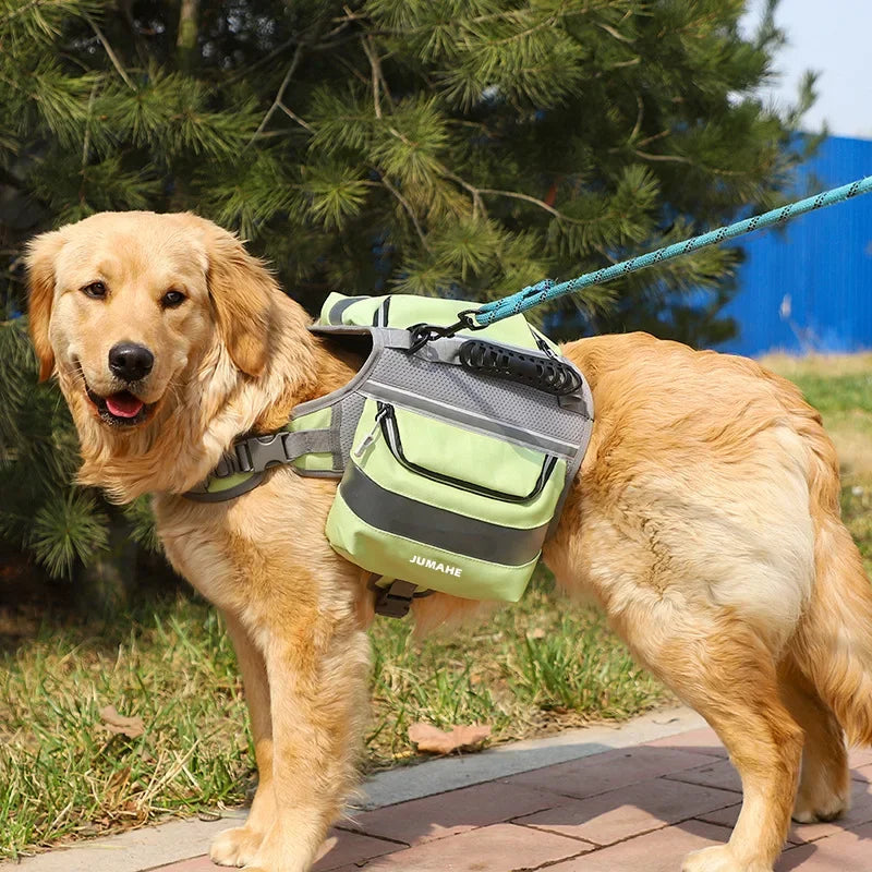 Pet Supplies Outdoor Dog Backpack Oxford Fabric Double Snack Bag Medium Large Dog Tactical Bag Waterproof Reflective Saddle Bag MonAmiFidèle