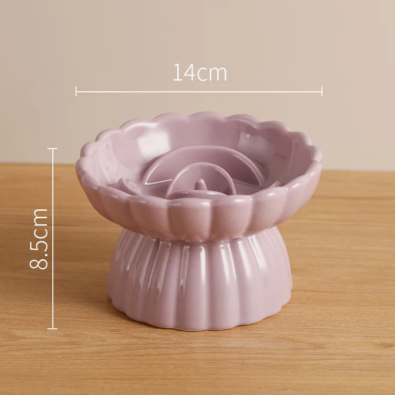 Ceramic Tall Footed Slow Eating To Prevent Choking Pet Bowls, Anti Overturning Oblique Mouth, Neck Protection, Dog Cat Bowl, 1Pc MonAmiFidèle