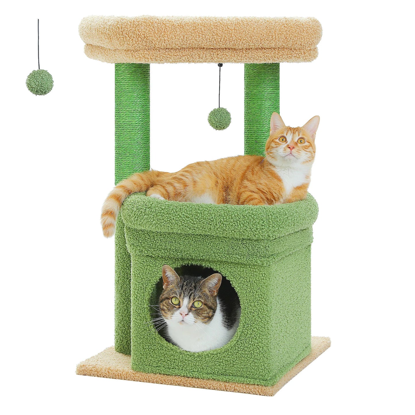Cat Tree Cat Tower with Cozy Condo, Wide Top Perch,Natural Sisal Posts, Soft Plush,Playful Pom-Pom Suitable for 1-2 Indoor Cats MonAmiFidèle