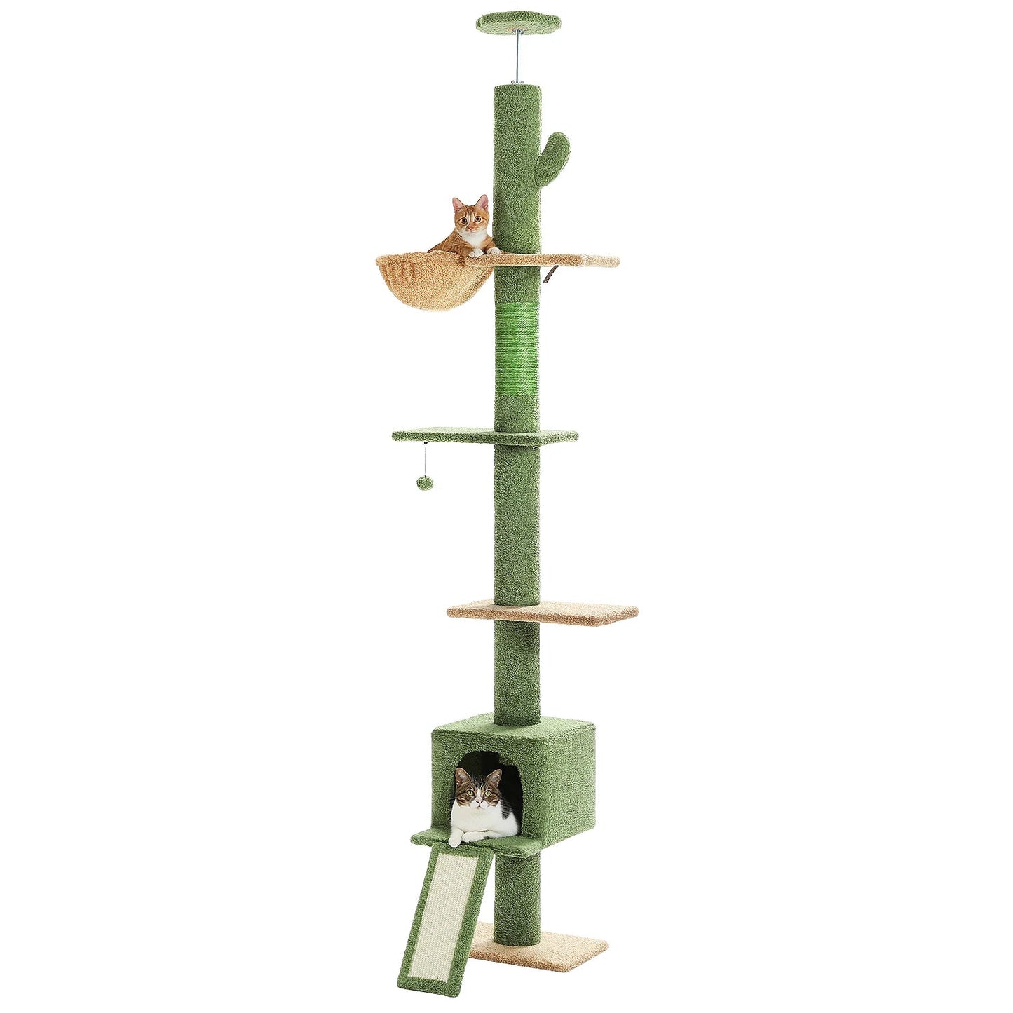 Modern Adjustable 210-274cm Cat Tree Tower Floor-to-Ceiling 5-Tier with Condo Perches Scratching Posts Ladders for Indoor Cats MonAmiFidèle