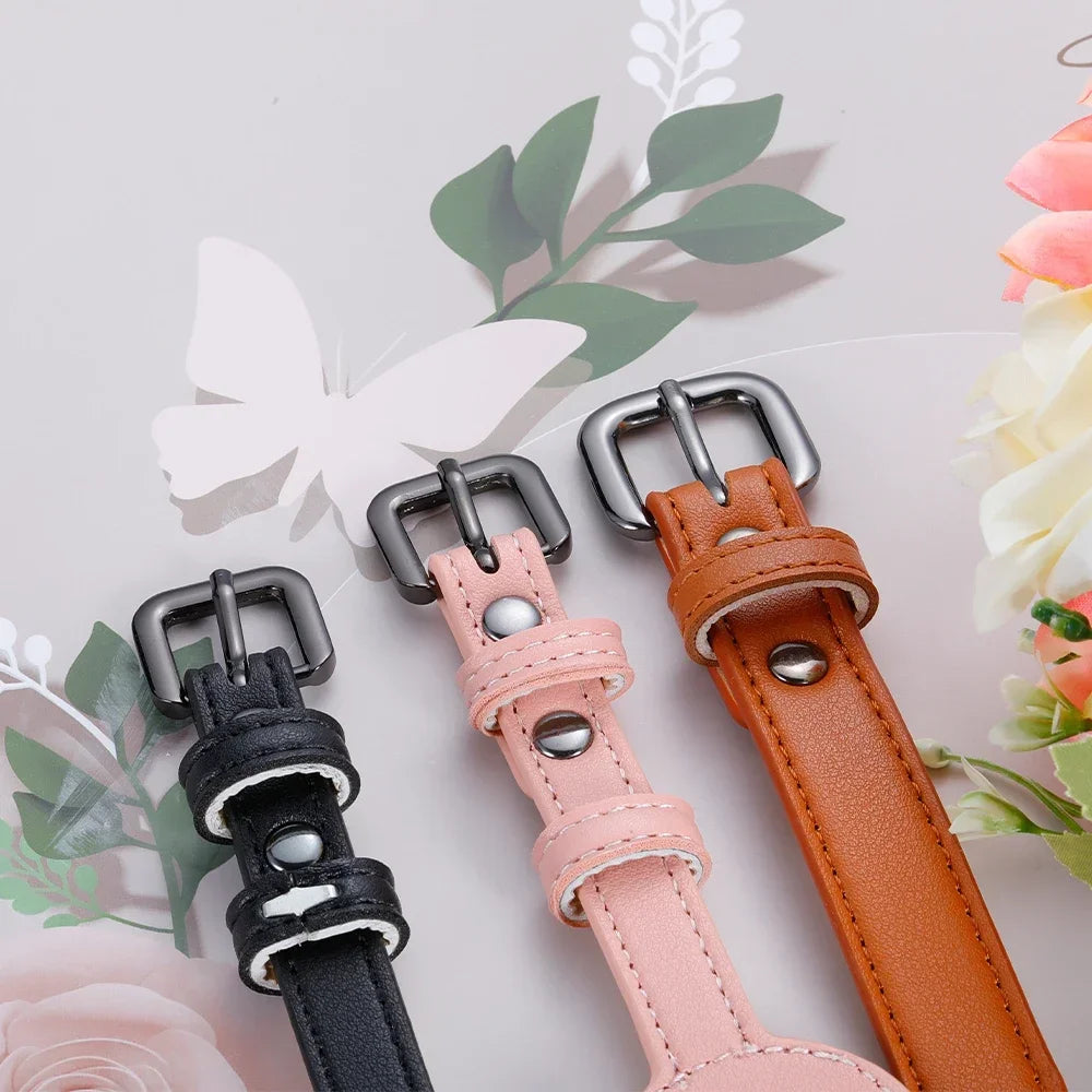 Personalized Pet Collar Leather Anti-lost Collar For Airtag Location Tracker Protective Case For AirTag Adjustable Design MonAmiFidèle