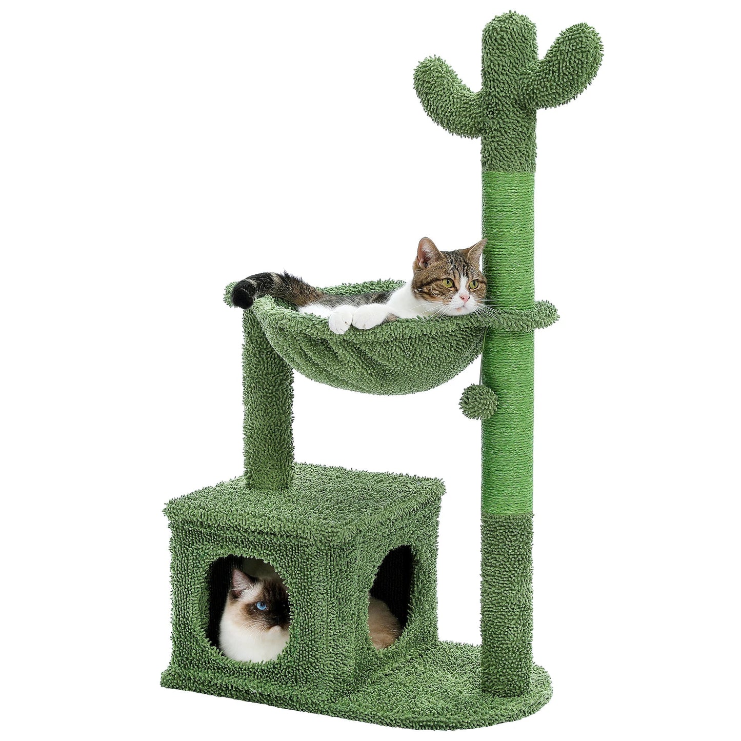 Cactus Cat Tree with Lagre Condo, Hammock, Dangling Ball, Small Cat Tower, Cat Scratching Post for Indoor, Cat Toys MonAmiFidèle