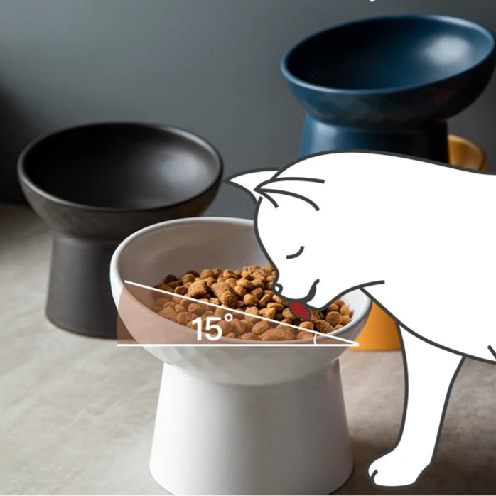 Ceramic Raised Cat Bowls Cat Food Bowls for Neck Comfort Supportive Elevated Feeder Pet Dining Solution for Indoor Cats MonAmiFidèle
