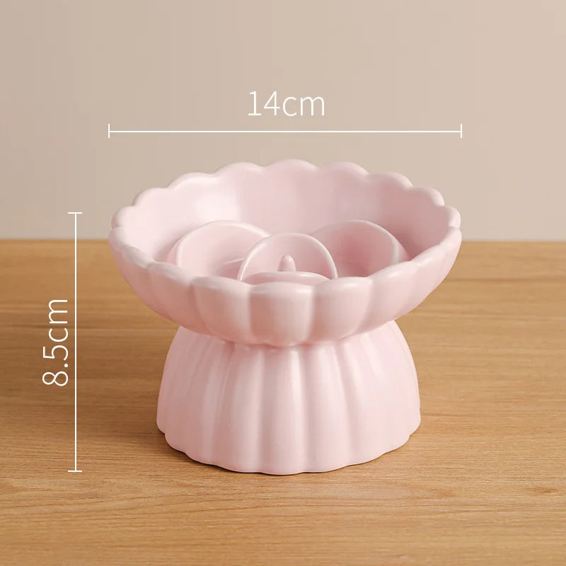 Ceramic Tall Footed Slow Eating To Prevent Choking Pet Bowls, Anti Overturning Oblique Mouth, Neck Protection, Dog Cat Bowl, 1Pc MonAmiFidèle