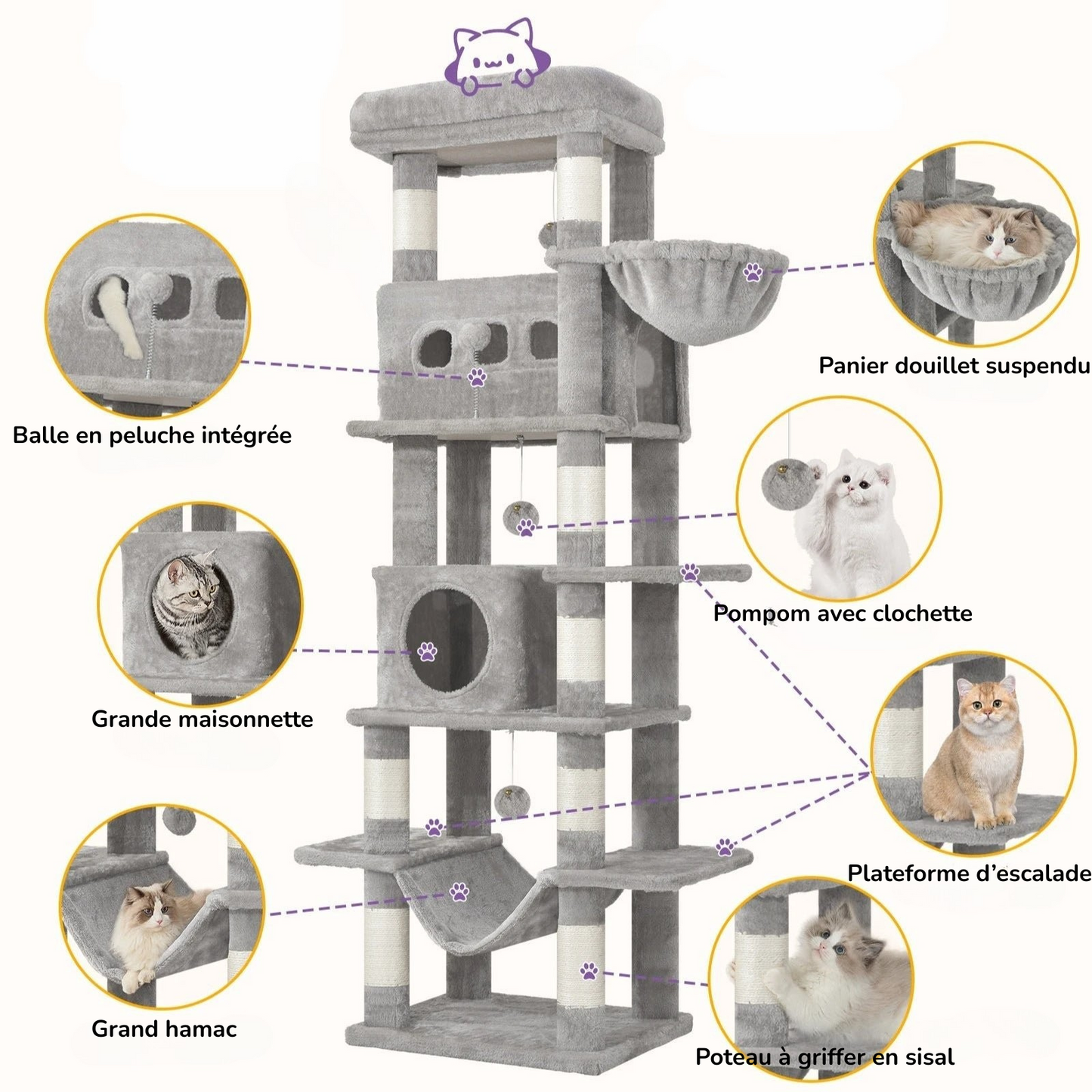 Arbre à Chat Géant Multi-Niveaux MonAmiFidèle