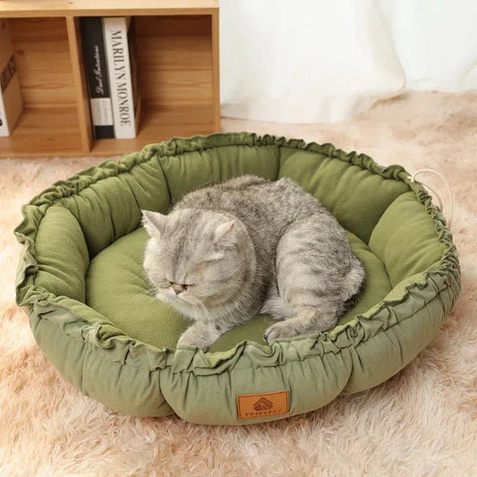 Round Dog Cat Bed Basket Warm Plush Cats Cushion Pet Bag Mat Winter House Soft Nest Puppy Sleeping Sofa for Small Medium Dog Cat MonAmiFidèle