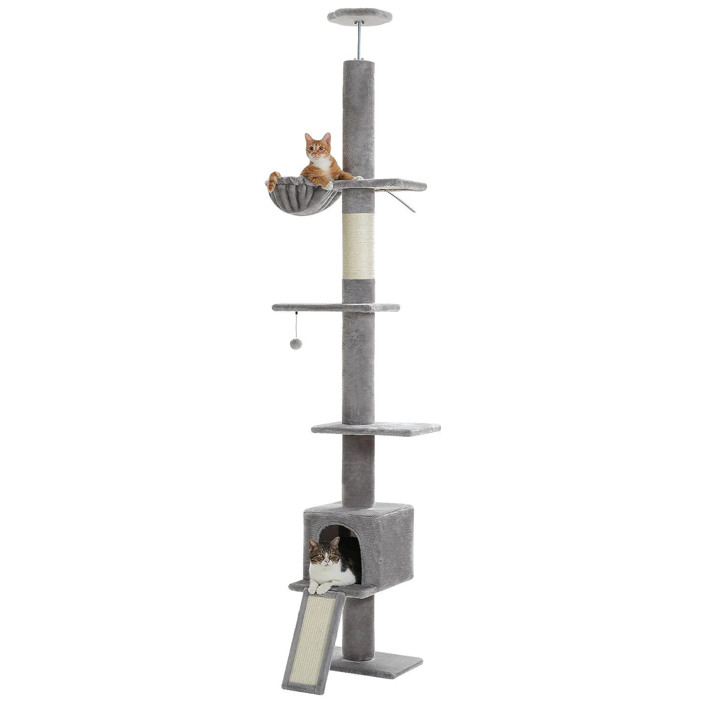 Modern Adjustable 210-274cm Cat Tree Tower Floor-to-Ceiling 5-Tier with Condo Perches Scratching Posts Ladders for Indoor Cats MonAmiFidèle