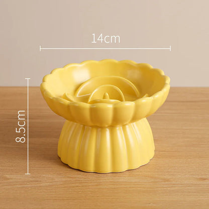 Ceramic Tall Footed Slow Eating To Prevent Choking Pet Bowls, Anti Overturning Oblique Mouth, Neck Protection, Dog Cat Bowl, 1Pc MonAmiFidèle