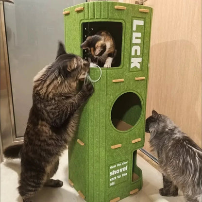 Multi-layer Cat House for Indoor Cats Pet Climbing Frame Integrated Cat Tree Double-layer Scratching Board Enclosed Cat House MonAmiFidèle