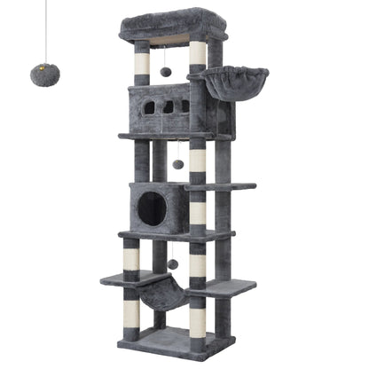 Hzuaneri 170 cm Large Cat Tree, Cat Tower for Maine Cat, Multi-Level Scratching Post with Large Perch, Washable Mat MonAmiFidèle