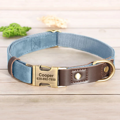 Personalized Dog Collar Leash PU Leather Dog Collars With Walking Lead Rope Free Custom Pet ID Necklace for Small Large Dogs Pug MonAmiFidèle