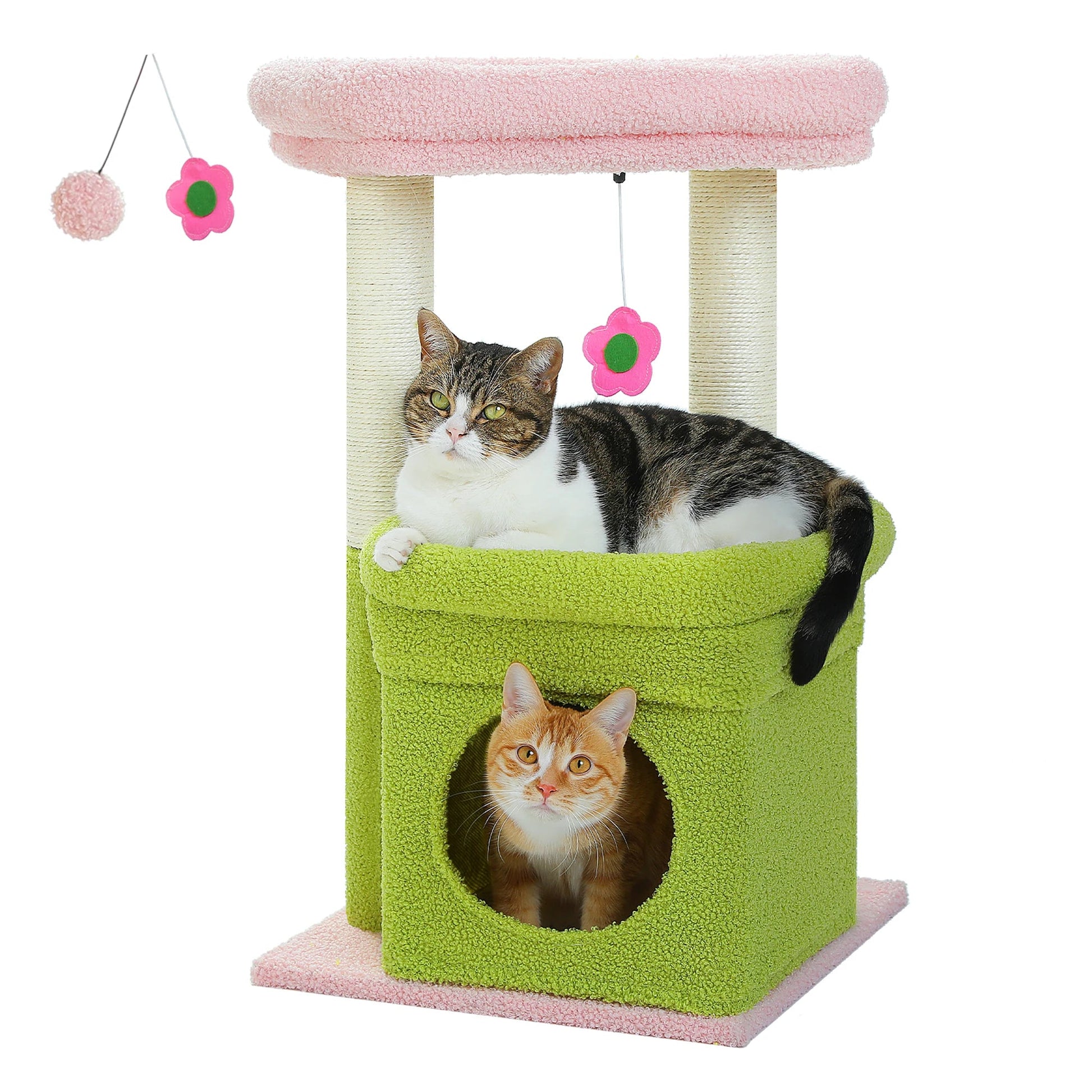Cat Tree Cat Tower with Cozy Condo, Wide Top Perch,Natural Sisal Posts, Soft Plush,Playful Pom-Pom Suitable for 1-2 Indoor Cats MonAmiFidèle