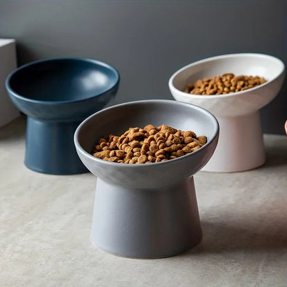 Ceramic Raised Cat Bowls Cat Food Bowls for Neck Comfort Supportive Elevated Feeder Pet Dining Solution for Indoor Cats MonAmiFidèle