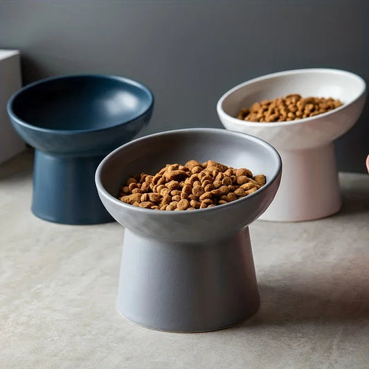 Ceramic Raised Cat Bowls Cat Food Bowls for Neck Comfort Supportive Elevated Feeder Pet Dining Solution for Indoor Cats MonAmiFidèle