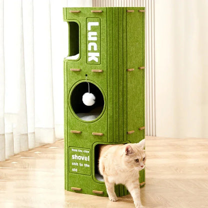 Multi-layer Cat House for Indoor Cats Pet Climbing Frame Integrated Cat Tree Double-layer Scratching Board Enclosed Cat House MonAmiFidèle