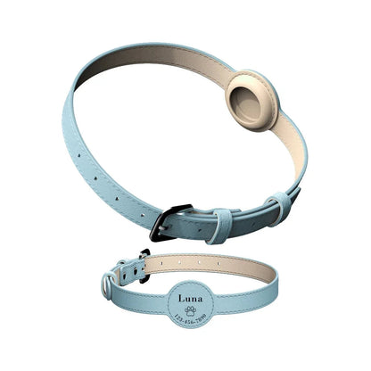 Personalized Pet Collar Leather Anti-lost Collar For Airtag Location Tracker Protective Case For AirTag Adjustable Design MonAmiFidèle