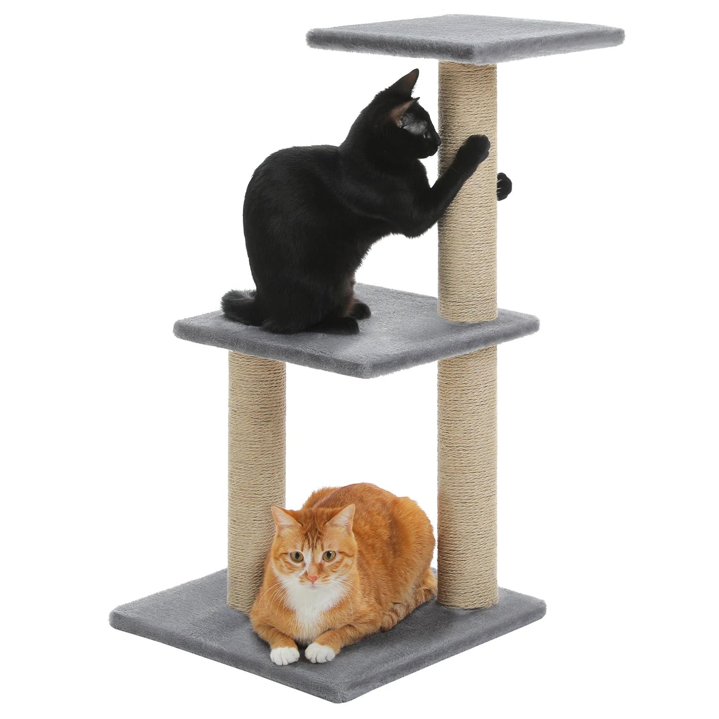 80cm Cat Tree Multi-Level Cat Tower with 3 Scratching Posts and Stable Cat Tree Base Suitable for 1-2 Indoor Cats,Grey,Brown MonAmiFidèle