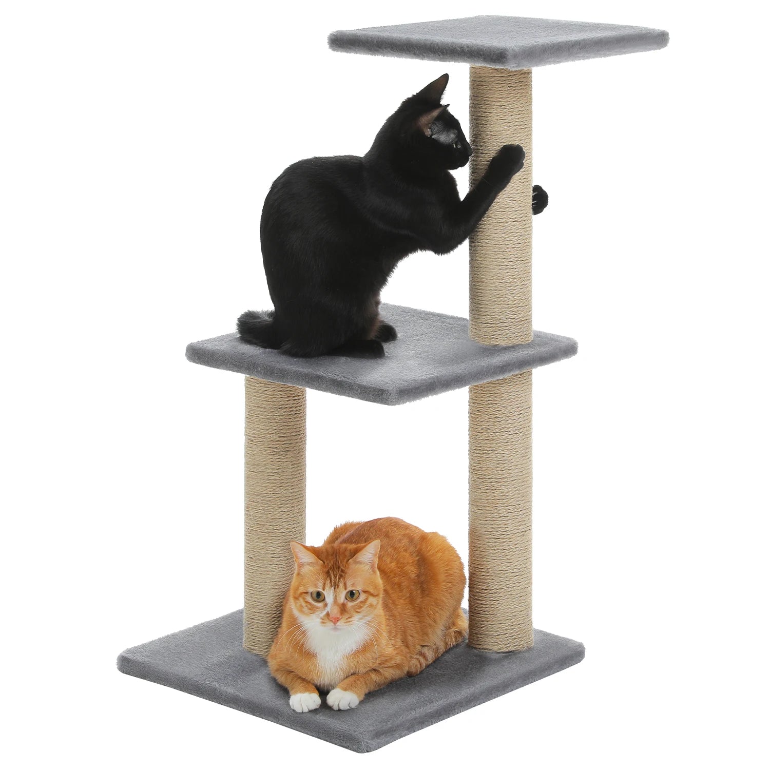 80cm Cat Tree Multi-Level Cat Tower with 3 Scratching Posts and Stable Cat Tree Base Suitable for 1-2 Indoor Cats,Grey,Brown MonAmiFidèle