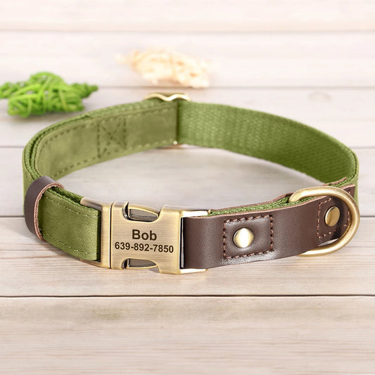 Personalized Dog Collar Leash PU Leather Dog Collars With Walking Lead Rope Free Custom Pet ID Necklace for Small Large Dogs Pug MonAmiFidèle