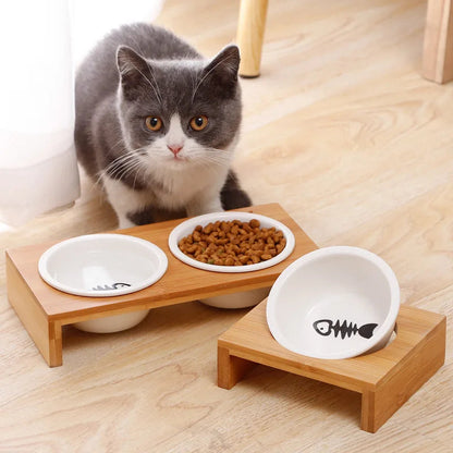 Gamelle chat support en Bois MonAmiFidèle
