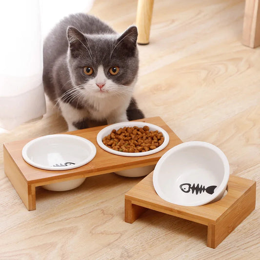 Gamelle chat support en Bois MonAmiFidèle