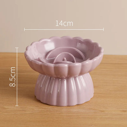 Ceramic Tall Footed Slow Eating To Prevent Choking Pet Bowls, Anti Overturning Oblique Mouth, Neck Protection, Dog Cat Bowl, 1Pc MonAmiFidèle