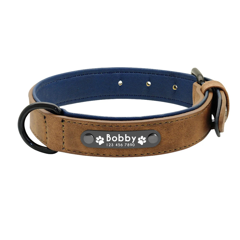 Dog Collars Personalized Custom Leather Dog Collar Name ID Tags For Small Medium Large Dogs Pitbull Bulldog Beagle Correa Perro MonAmiFidèle