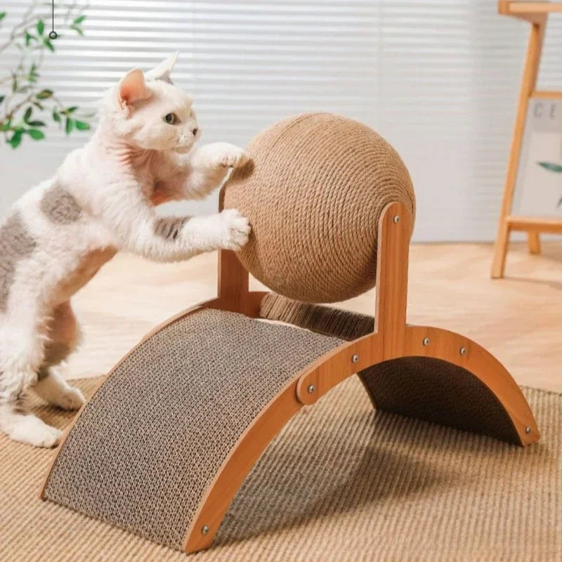 Griffoir pour Chat en Bois avec Balle MonAmiFidèle