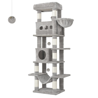 Hzuaneri 170 cm Large Cat Tree, Cat Tower for Maine Cat, Multi-Level Scratching Post with Large Perch, Washable Mat MonAmiFidèle