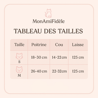 Harnais Laisse Chat Motif Fleur/Cerise MonAmiFidèle